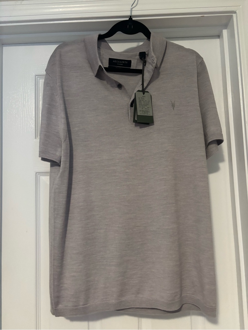 All Saints Men's Polo in Light Lilac